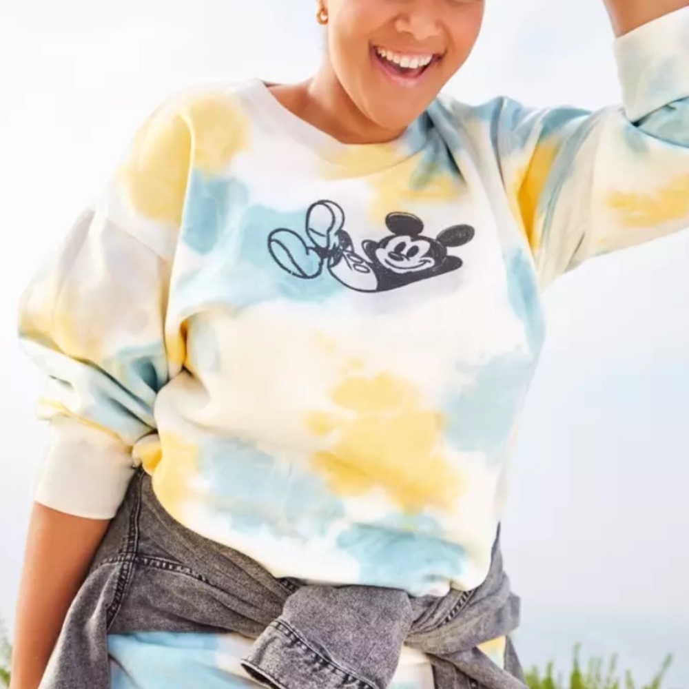 Disney Parks Mickey Mouse Tie-Dye Fleece Pullover Pastel Oversized-Large - Picture 1 of 11